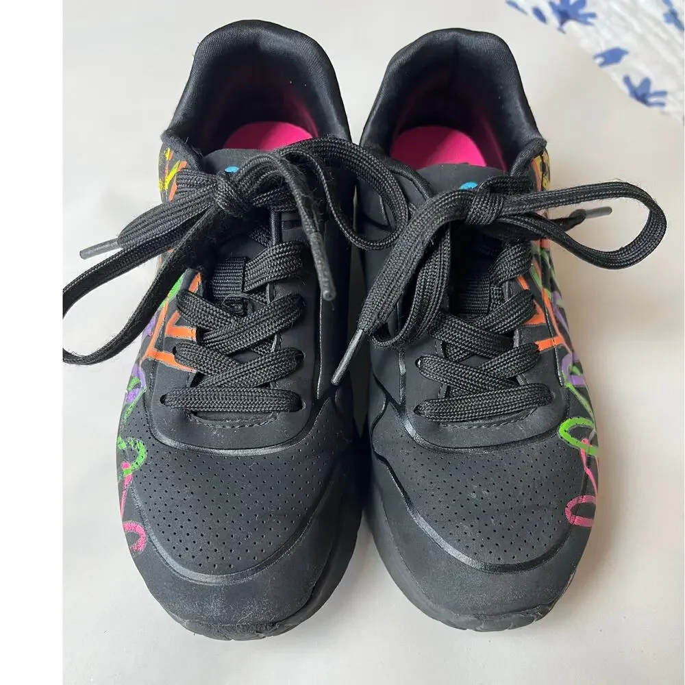 Skechers | Girls Size 13.5 Uno Lite-Heart Sneakers Black